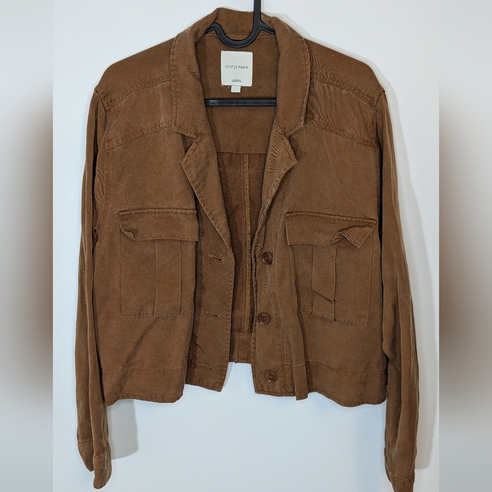 Gentle Fawn Rust Brown Cropped Hip Length Utility Jacket - Lightweight - size L